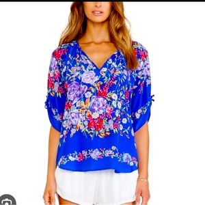 Yumi Kim Joey Top in Blue Flower Power Print size XS